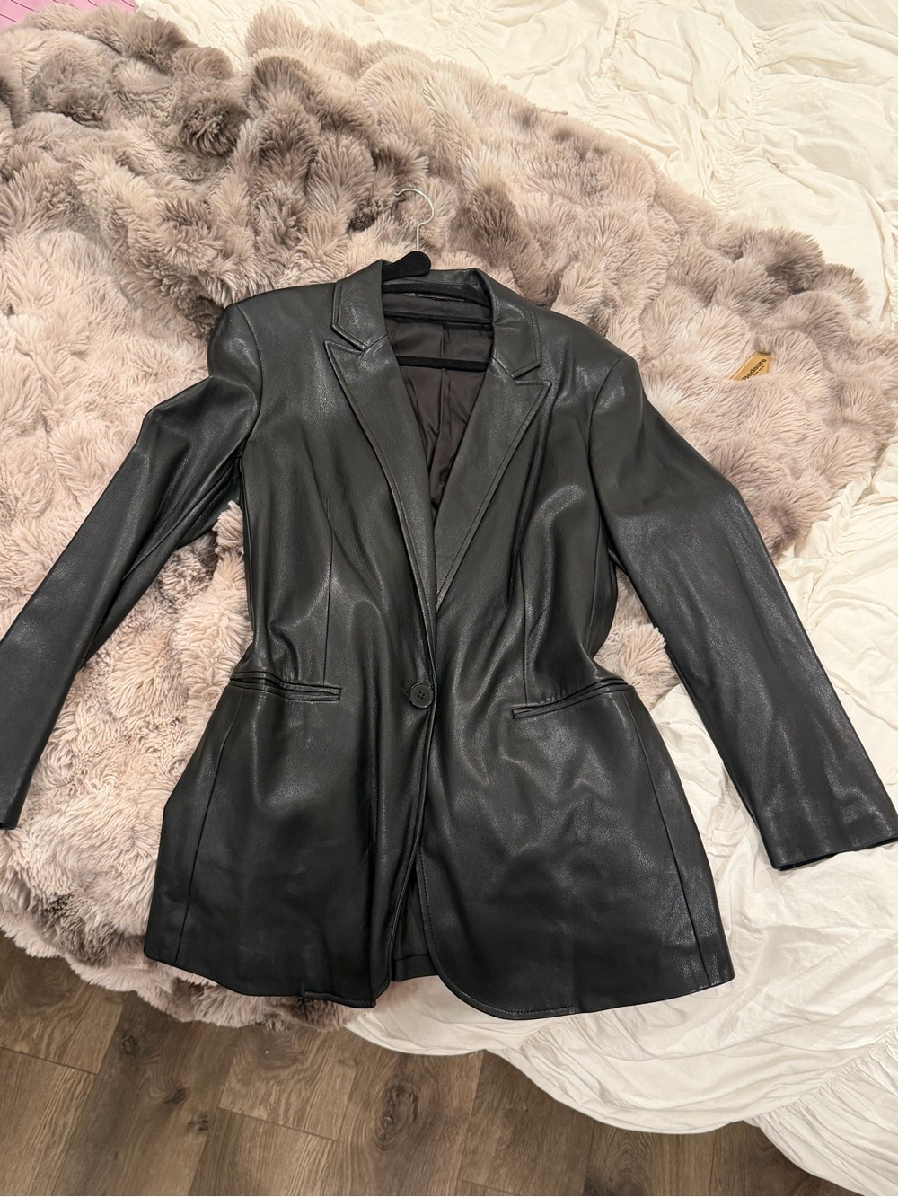 Express Black Leather Blazer Jacket